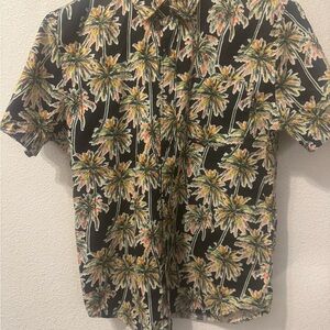 Men's Palm Tree Print Casual Shirt - Black